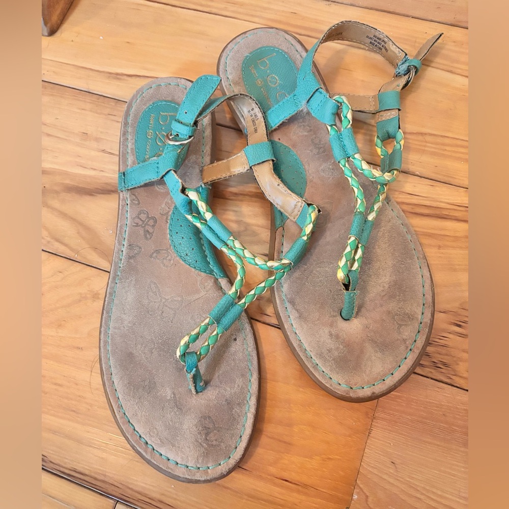 Born Teal and Yellow Braided Sandals